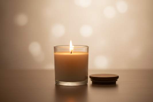 candle in glass jar